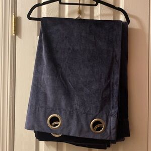 Set of 4($20) each panel, dark navy blue velvet curtains, lined back.